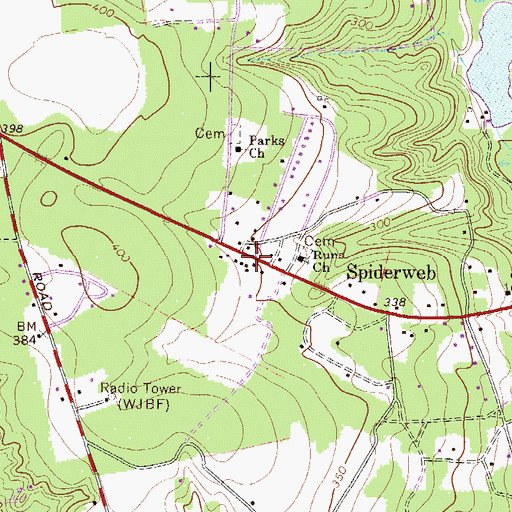 Topographic Map of Spiderweb, SC