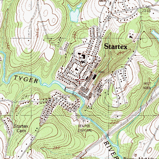 Topographic Map of Startex, SC