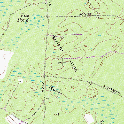 Topographic Map of Striker Hills, SC