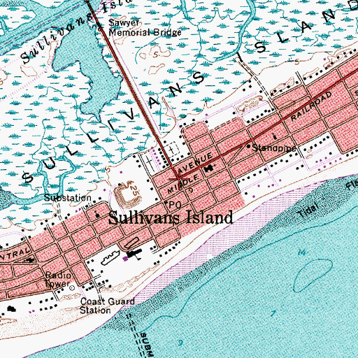 Topographic Map of Sullivans Island, SC