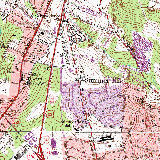 Topographic Map of Summer Hill, SC