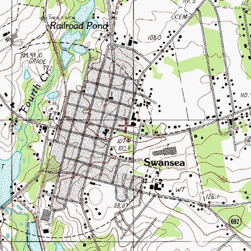 Topographic Map of Swansea, SC