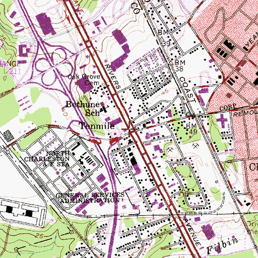 Topographic Map of Tenmile, SC