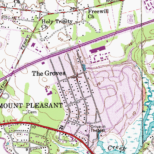 Topographic Map of The Groves, SC