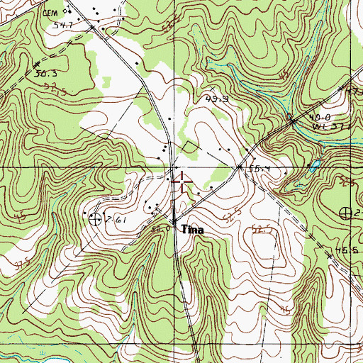 Topographic Map of Tina, SC