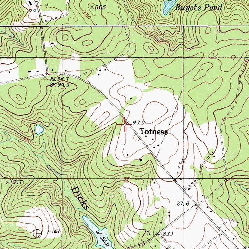Topographic Map of Totness, SC