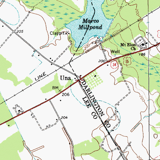 Topographic Map of Una, SC