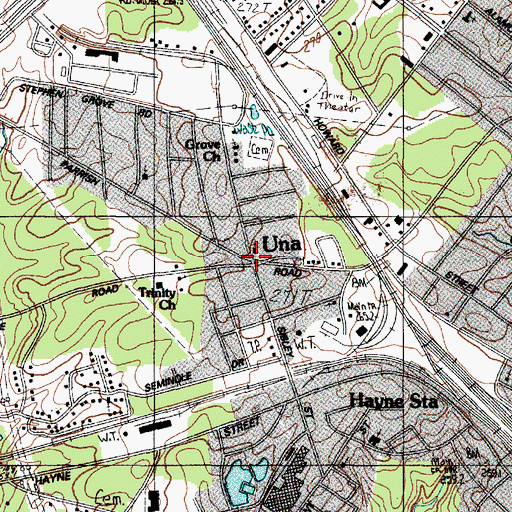 Topographic Map of Una, SC