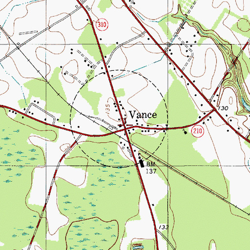 Topographic Map of Vance, SC
