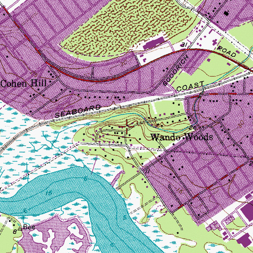 Topographic Map of Wando Woods, SC