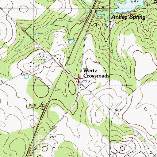 Topographic Map of Wertz Crossroads, SC