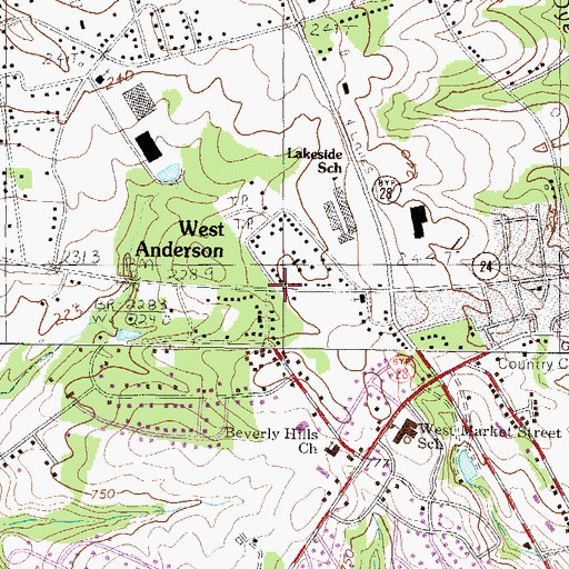 Topographic Map of West Anderson, SC