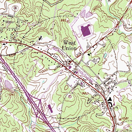 Topographic Map of West Union, SC