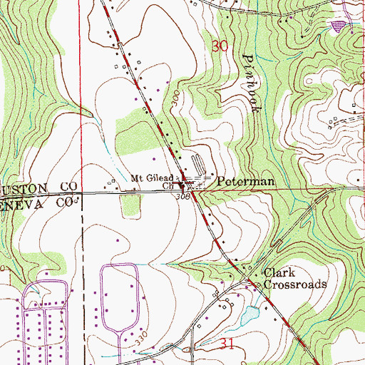 Topographic Map of Mount Gilead Baptist Church, AL