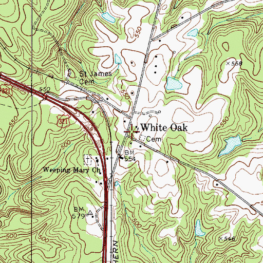 Topographic Map of White Oak, SC