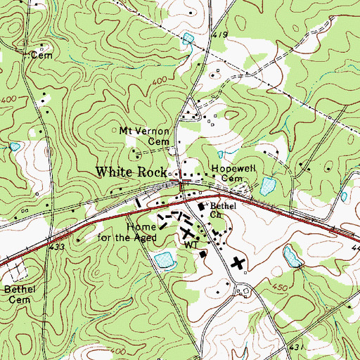 Topographic Map of White Rock, SC