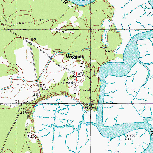 Topographic Map of Wiggins, SC