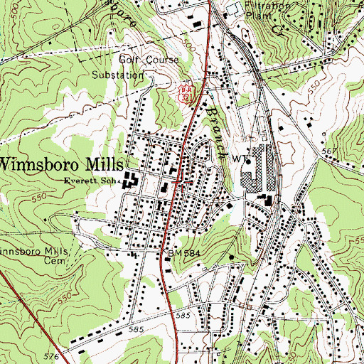 Topographic Map of Winnsboro Mills, SC