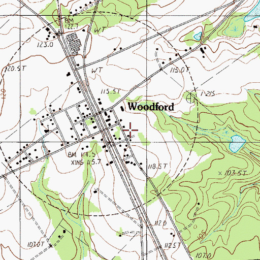 Topographic Map of Woodford, SC