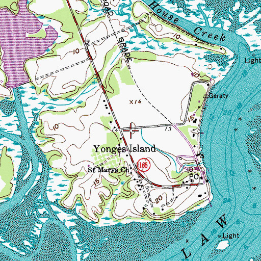 Topographic Map of Yonges Island, SC