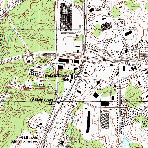 Topographic Map of Baker Chapel (historical), SC