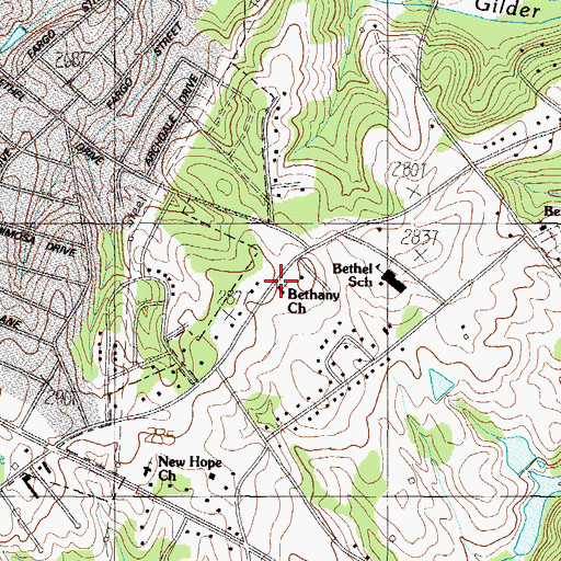 Topographic Map of Bethany Church, SC