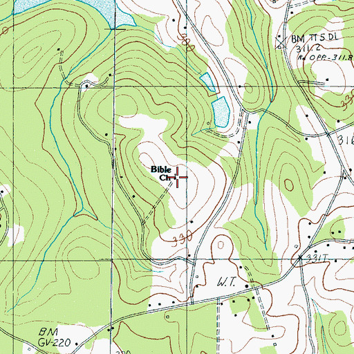 Topographic Map of Bible Church, SC