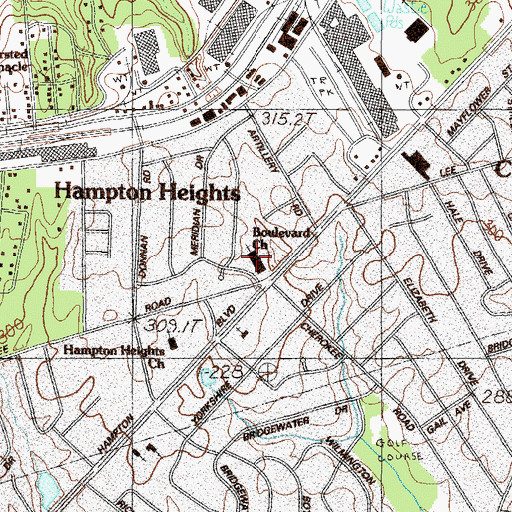Topographic Map of Boulevard Church, SC