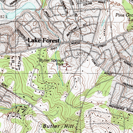 Topographic Map of Butler Springs Park, SC