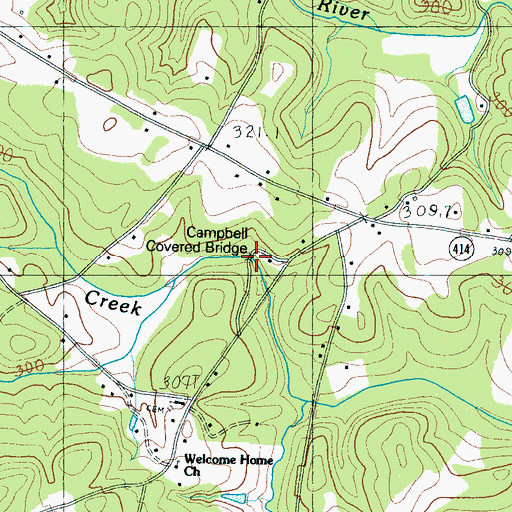 Topographic Map of Campbell Covered Bridge, SC