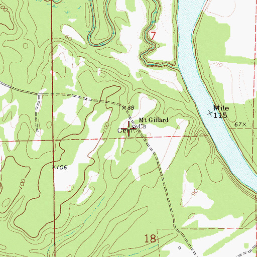Topographic Map of Mount Gillard Church, AL