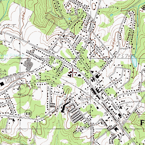 Topographic Map of Fountain Inn Elementary School, SC