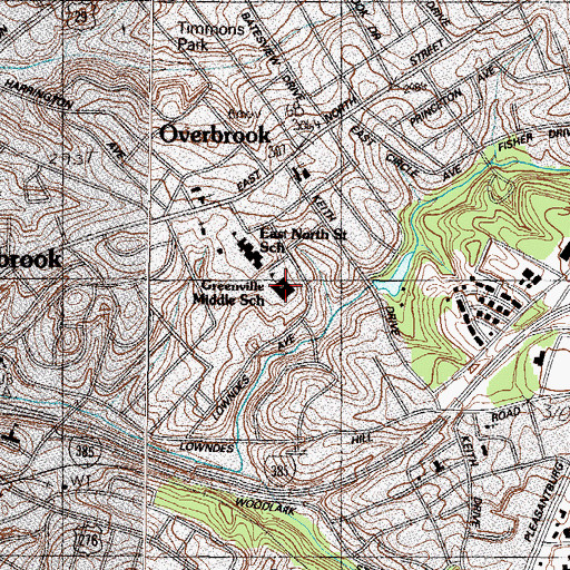 Topographic Map of Greenville Middle School, SC