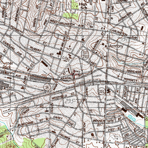 Topographic Map of Greer Branch Library, SC