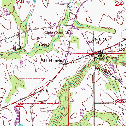 Topographic Map of Mount Hebron, AL