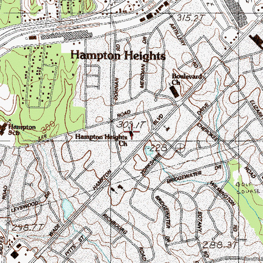 Topographic Map of Hampton Heights Church, SC