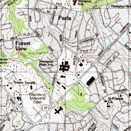Topographic Map of Hampton High School, SC