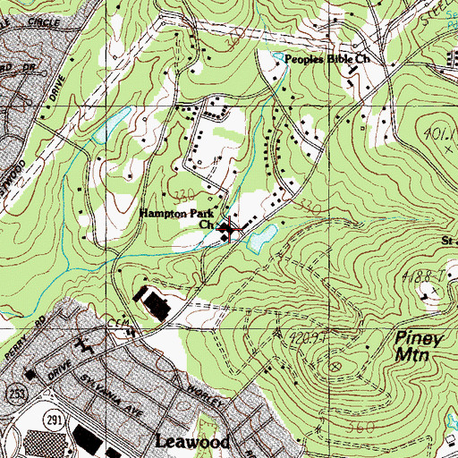 Topographic Map of Hampton Park Church, SC