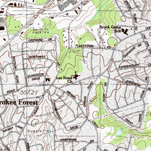 Topographic Map of Lee Road Church, SC