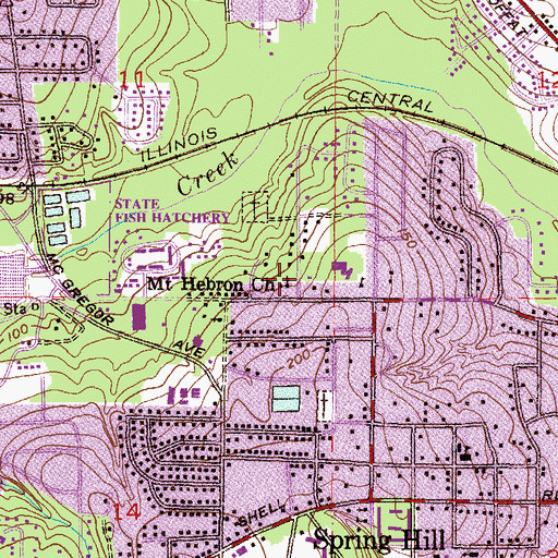 Topographic Map of Mount Hebron Church, AL