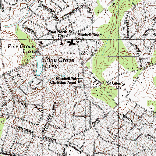 Topographic Map of Mitchell Road Christian Academy, SC