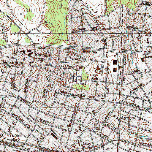 Topographic Map of Mount View Cemetery, SC