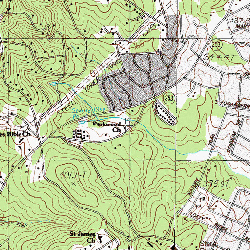 Topographic Map of Parkwood Church, SC