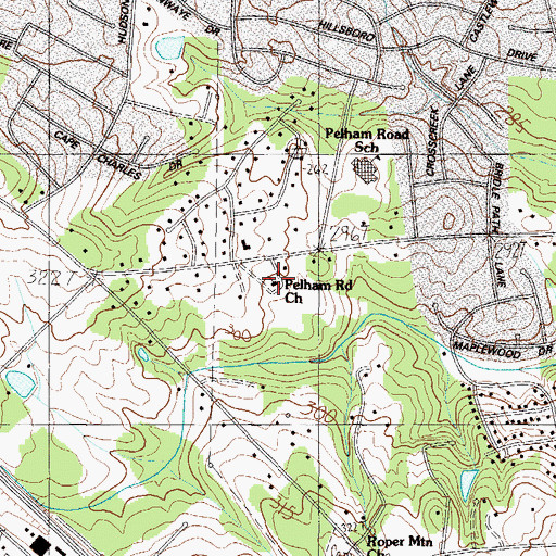 Topographic Map of Pelham Road Church, SC