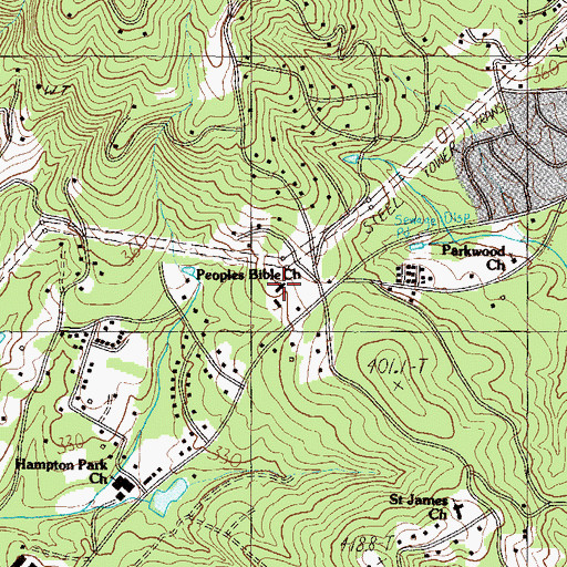 Topographic Map of Peoples Bible Church, SC