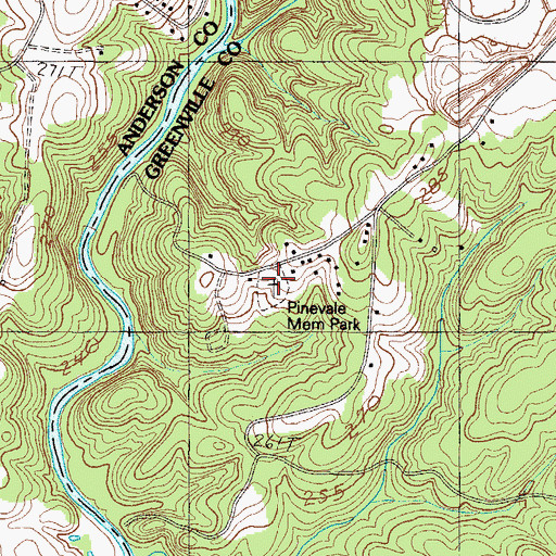 Topographic Map of Pinevale Memorial Park, SC