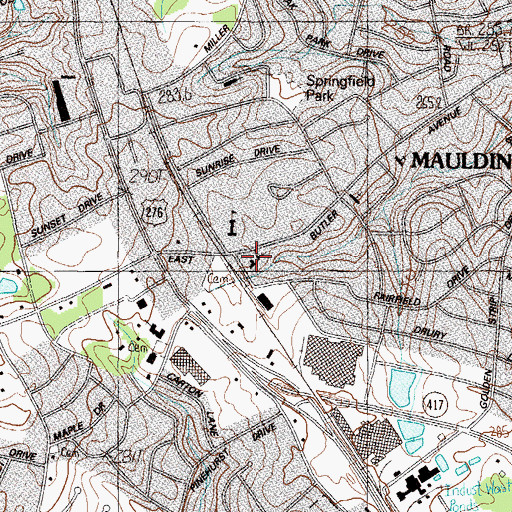 Topographic Map of Poplar Springs School (historical), SC