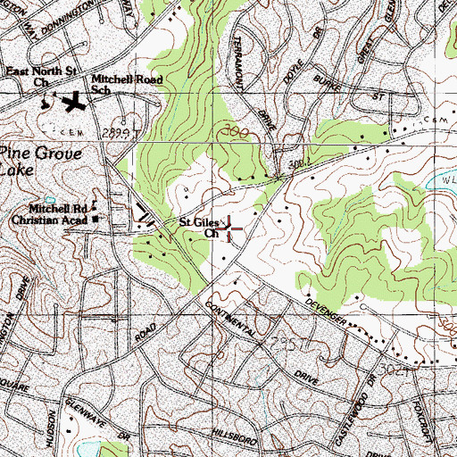 Topographic Map of Saint Giles Church, SC