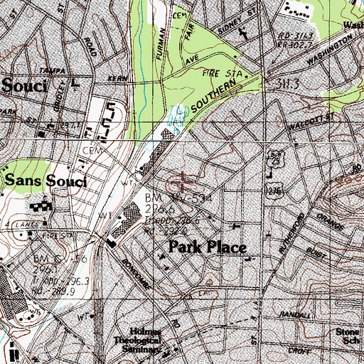Topographic Map of Sampson, SC