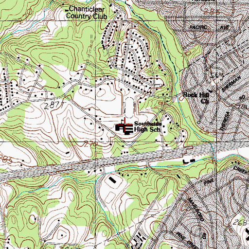 Topographic Map of Southside High School, SC